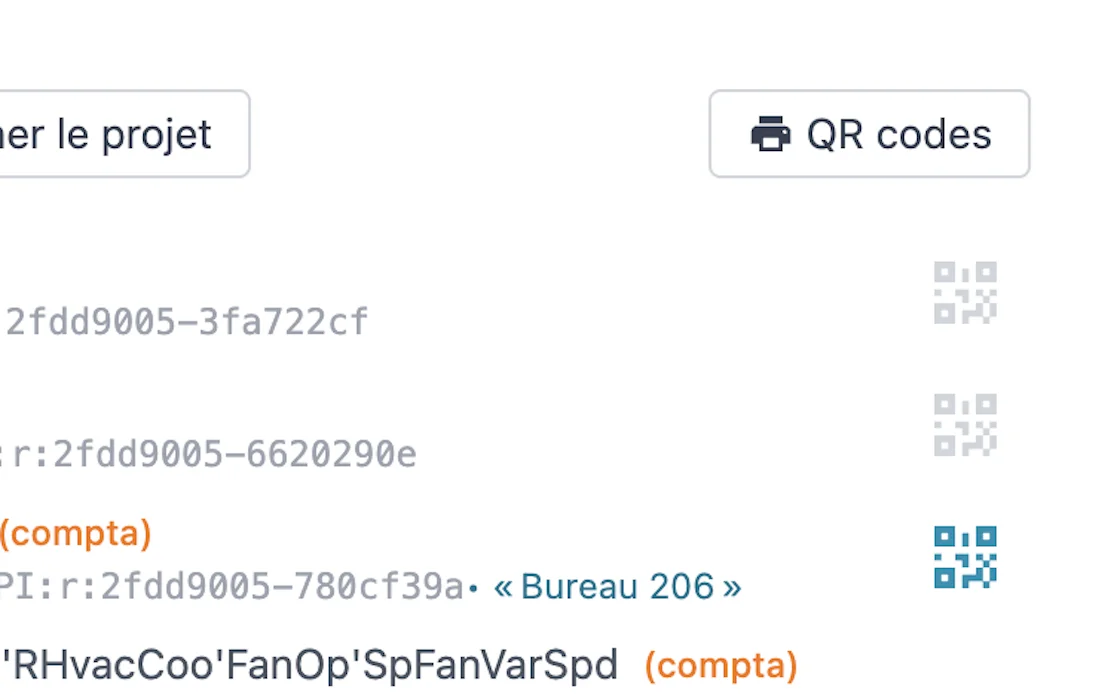 Console — gestion des QR codes